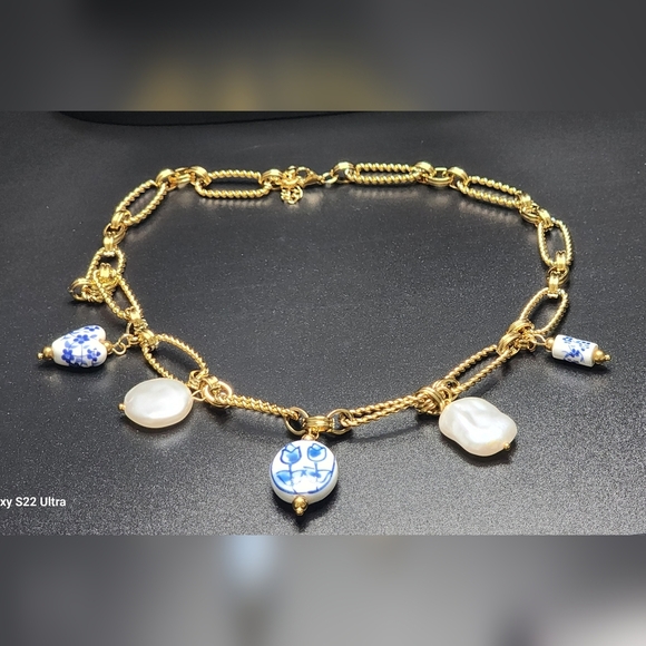 Portofino Blue Gold Charms Necklace - Picture 6 of 7